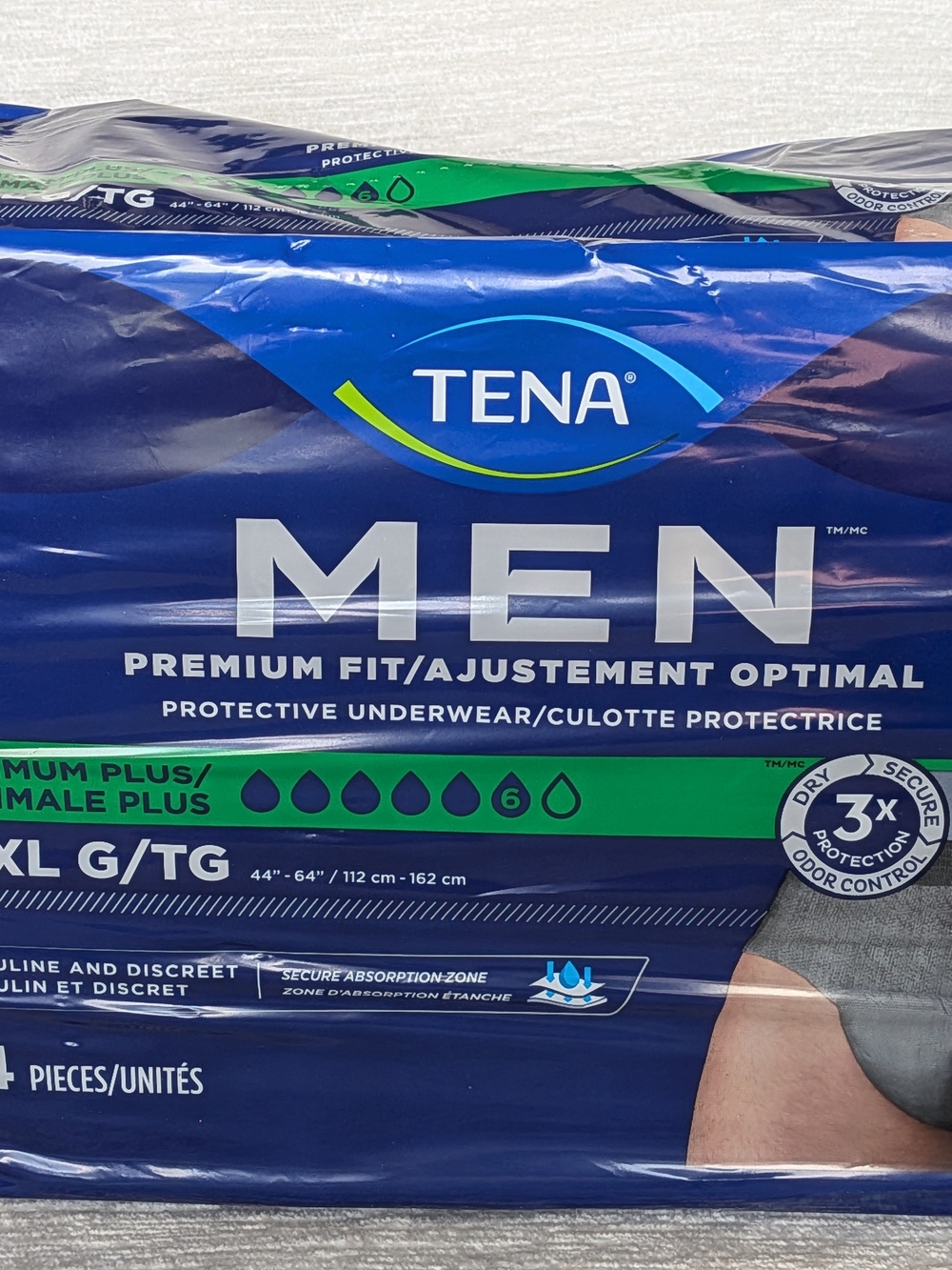 TENA Men Protective Underwear L/XL 44"-64" Gray ,  Incontinence Disposable